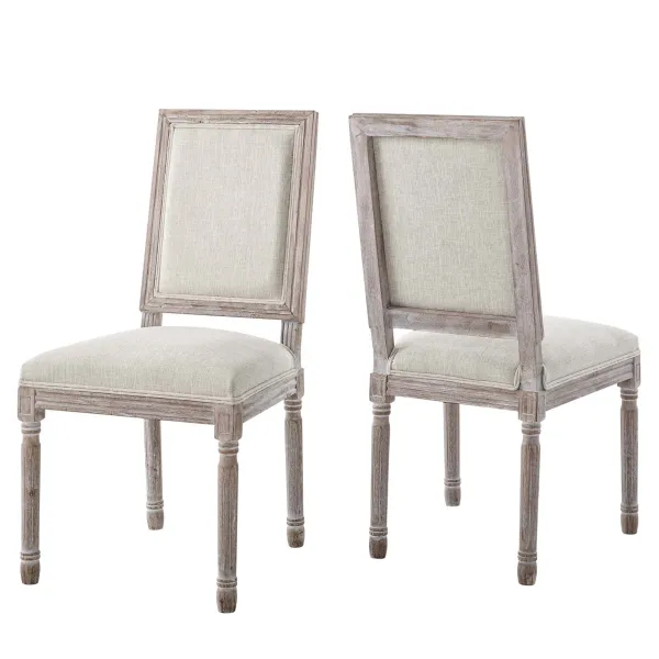 Court Upholstered Fabric Dining Side Chair Set of 2 by Modway Beige