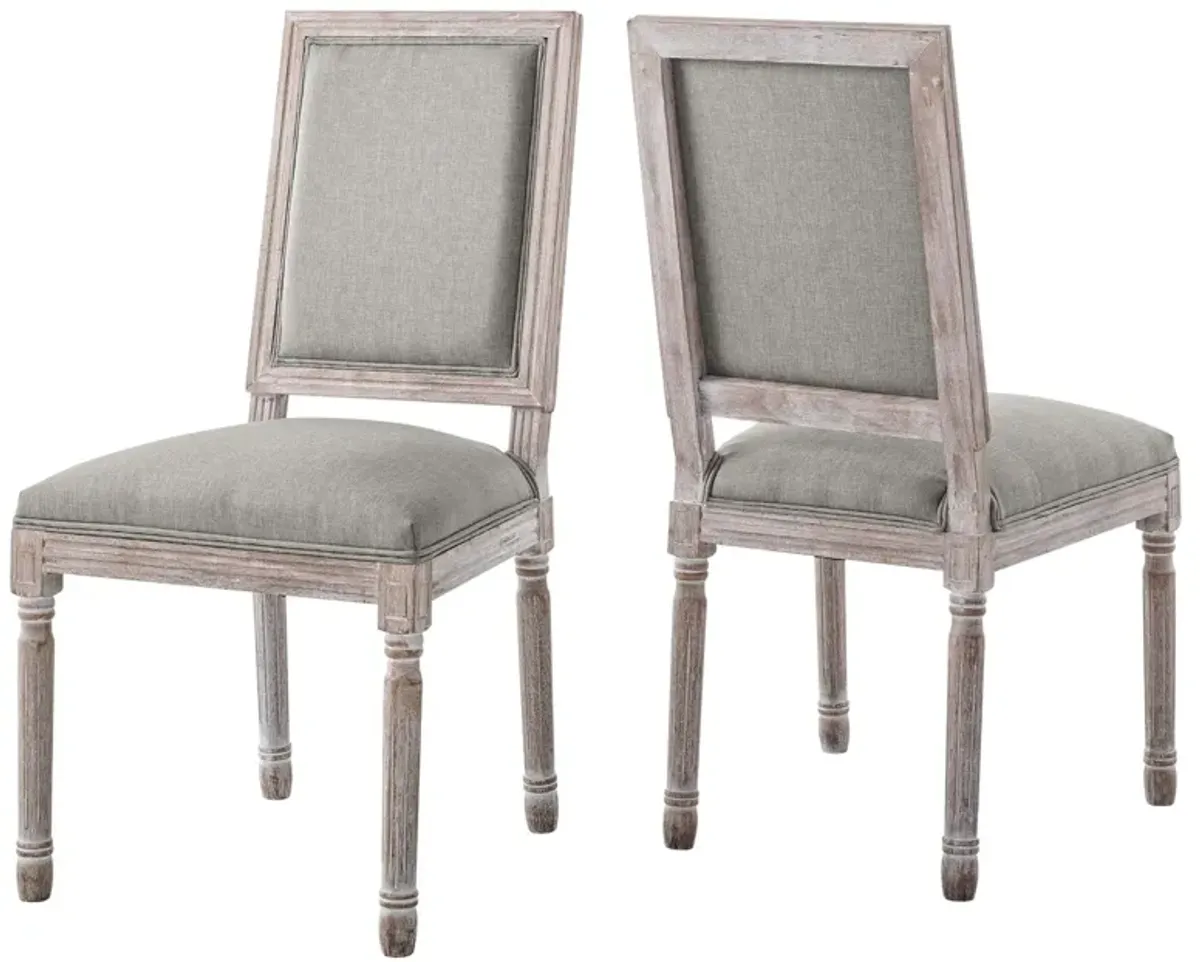 Court Upholstered Fabric Dining Side Chair Set of 2 by Modway Light Gray