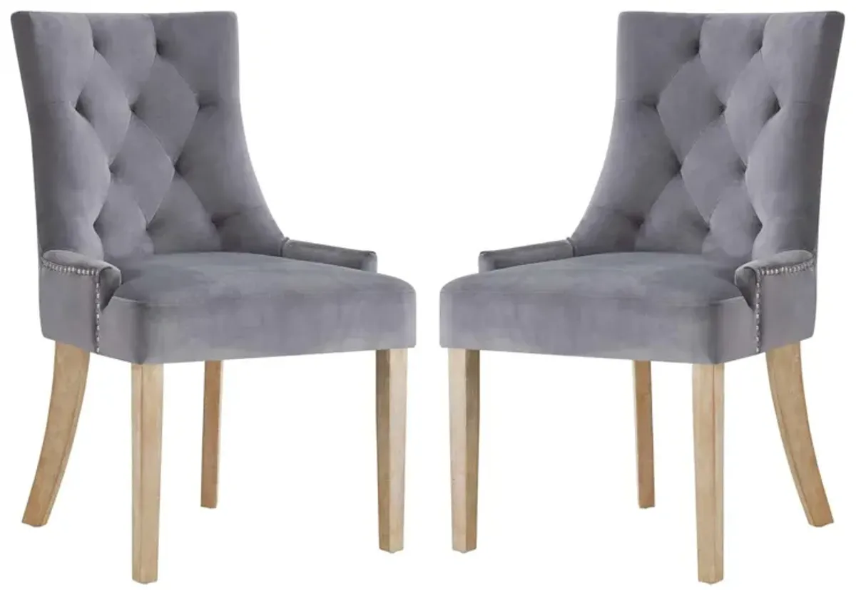 Pose Dining Chair Performance Velvet Set of 2 by Modway Gray