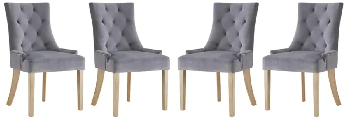Pose Dining Chair Performance Velvet Set of 4 by Modway Gray
