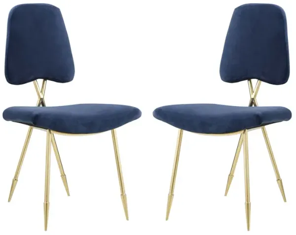 Ponder Dining Side Chair Set of 2 by Modway Navy
