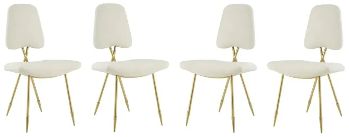 Ponder Dining Side Chair Set of 4 by Modway Ivory