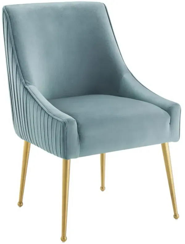 Discern Pleated Back Upholstered Performance Velvet Dining Chair by Modway Light Blue