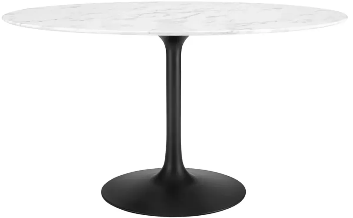 Lippa Oval Artificial Marble Dining Table by Modway 54" / Black White