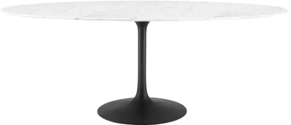 Lippa Oval Artificial Marble Dining Table by Modway 78" / Black White