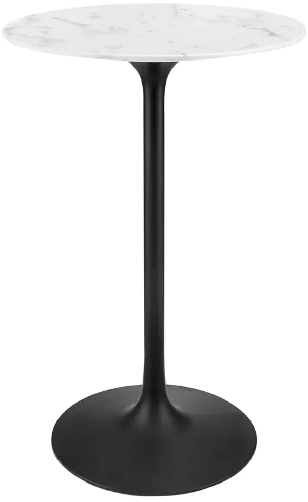 Lippa Round Artificial Marble Bar Table by Modway 28" / Black White