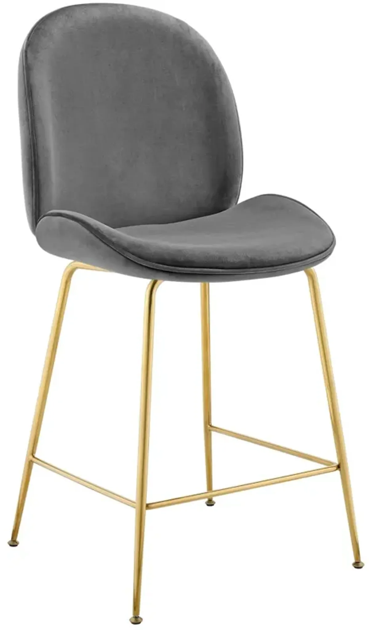 Scoop Gold Stainless Steel Leg Performance Velvet Counter Stool by Modway Navy