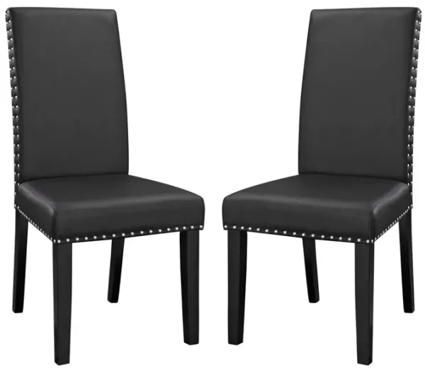 Parcel Dining Side Chair Vinyl Set of 2 by Modway Black