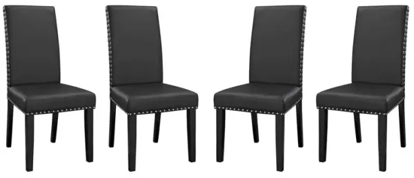 Parcel Dining Side Chair Vinyl Set of 4 by Modway Black