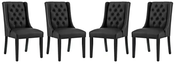 Baronet Dining Chair Vinyl Set of 4 by Modway Black