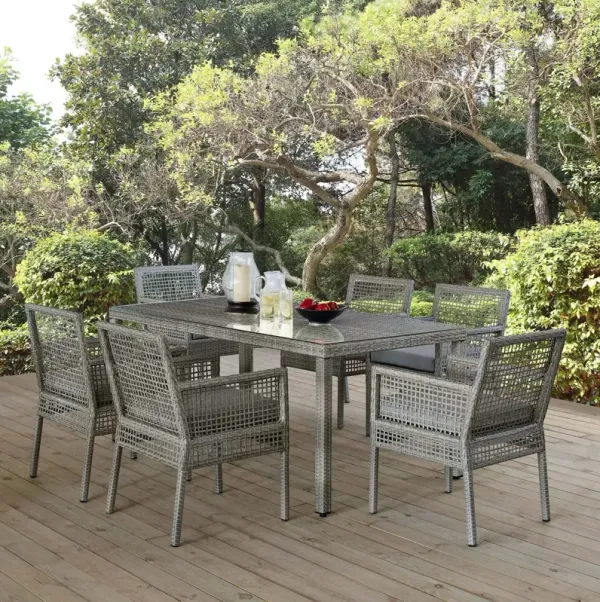 Aura 7 Piece Outdoor Patio Wicker Rattan Set by Modway Gray Navy