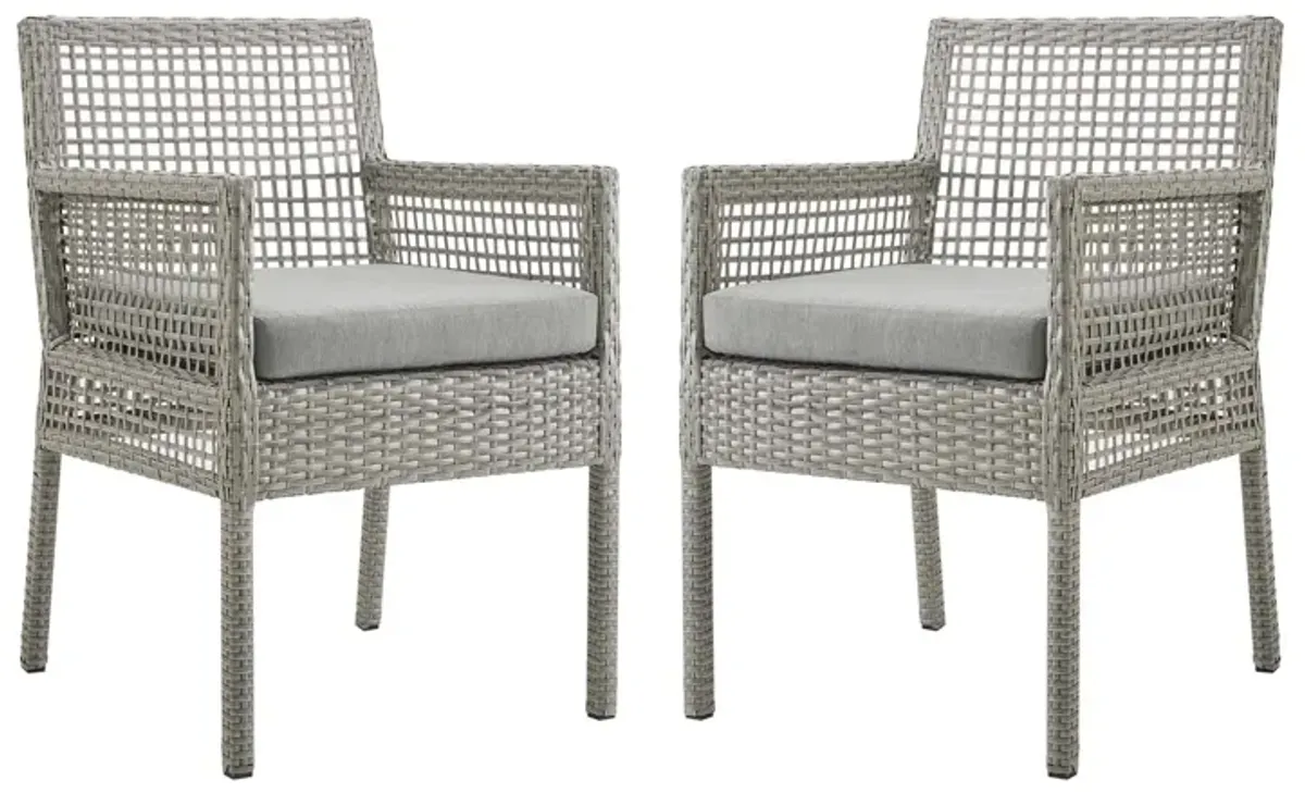Aura Dining Armchair Outdoor Patio Wicker Rattan Set of 2 by Modway Gray Navy
