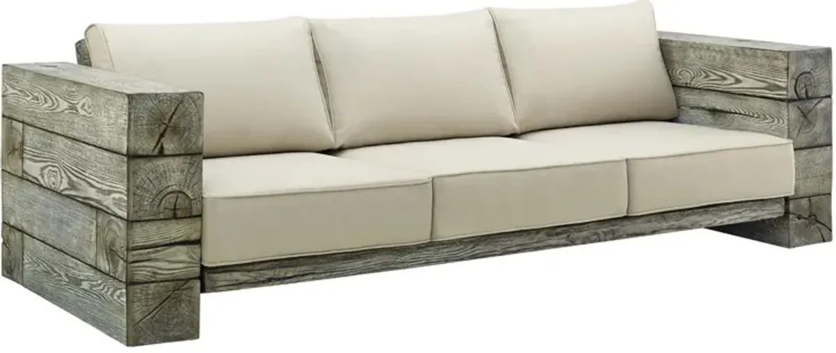 Manteo Rustic Coastal Outdoor Patio Sunbrella®  Sofa by Modway Light Gray Beige