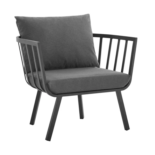 Riverside Outdoor Patio Aluminum Armchair by Modway Gray Charcoal