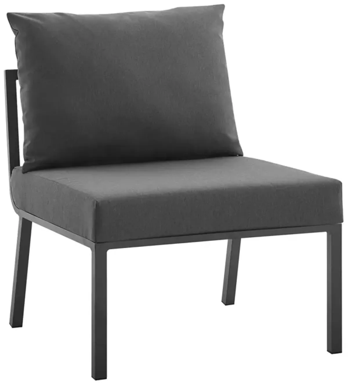 Riverside Outdoor Patio Aluminum Armless Chair by Modway Gray Charcoal