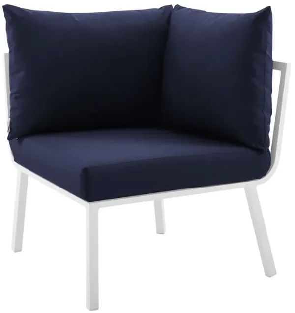 Riverside Outdoor Patio Aluminum Corner Chair by Modway White Navy