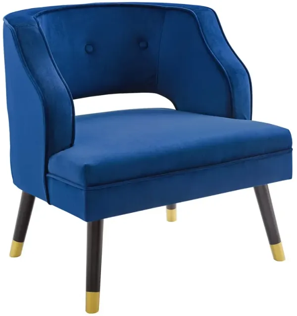 Traipse Button Tufted Open Back Performance Velvet Armchair by Modway Navy
