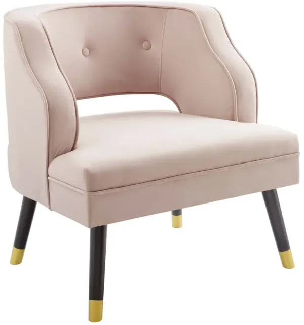 Traipse Button Tufted Open Back Performance Velvet Armchair by Modway Pink