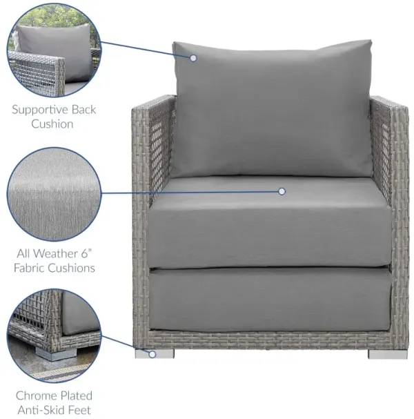 Aura 3 Piece Outdoor Patio Wicker Rattan Set by Modway Gray Gray