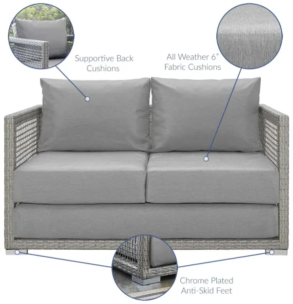 Aura 3 Piece Outdoor Patio Wicker Rattan Set by Modway Gray Gray