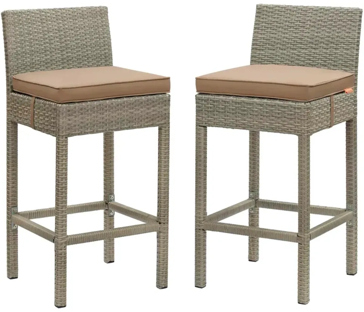 Conduit Outdoor Patio Wicker Rattan Bar Stool Set of 2 by Modway Light Gray Orange