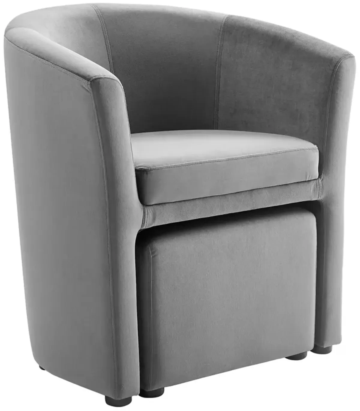 Divulge Performance Velvet Arm Chair and Ottoman Set by Modway Gray