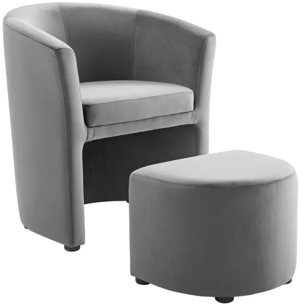 Divulge Performance Velvet Arm Chair and Ottoman Set by Modway Gray