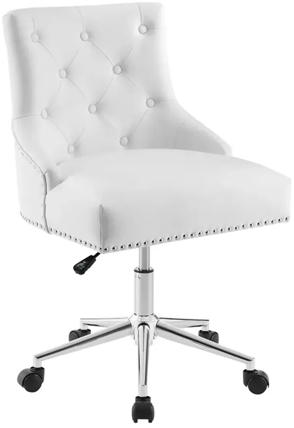 Regent Tufted Button Swivel Faux Leather Office Chair by Modway White