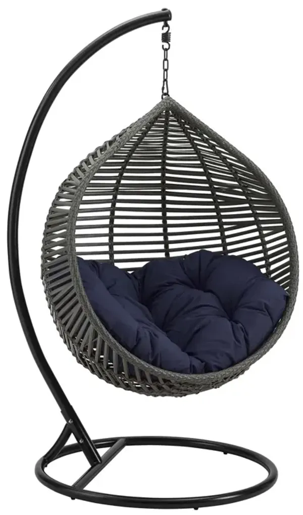 Garner Teardrop Outdoor Patio Swing Chair by Modway Gray Navy