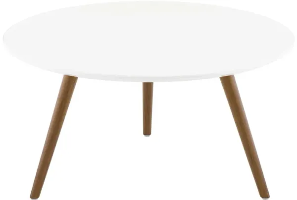 Lippa Round Wood Coffee Table with Tripod Base by Modway 28" / Walnut White