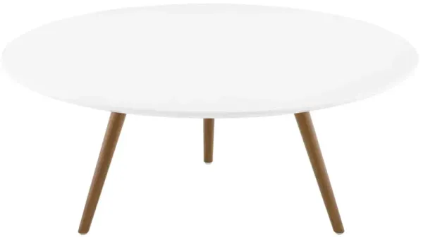 Lippa Round Wood Coffee Table with Tripod Base by Modway 36" / Walnut White