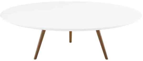 Lippa Round Wood Coffee Table with Tripod Base by Modway 48" / Walnut White