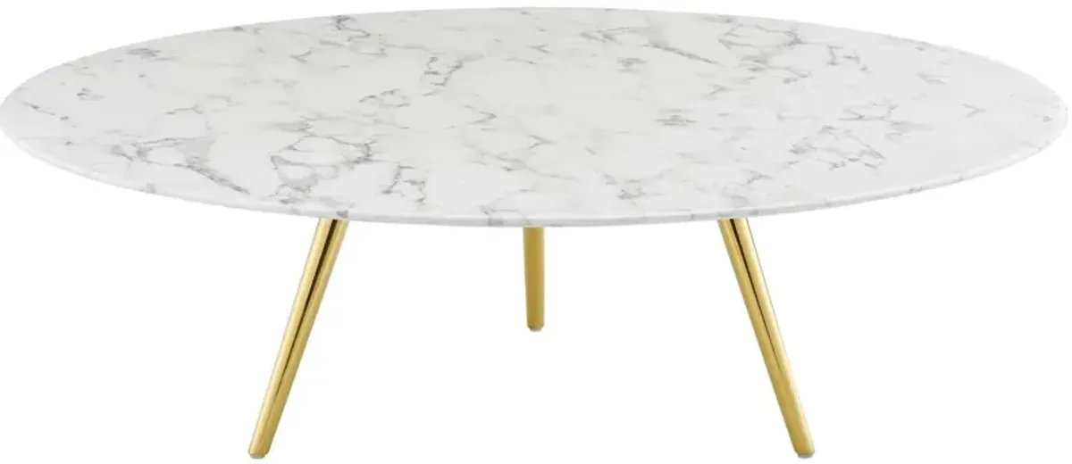 Lippa Round Artificial Marble Coffee Table with Tripod Base by Modway 40" / Walnut White
