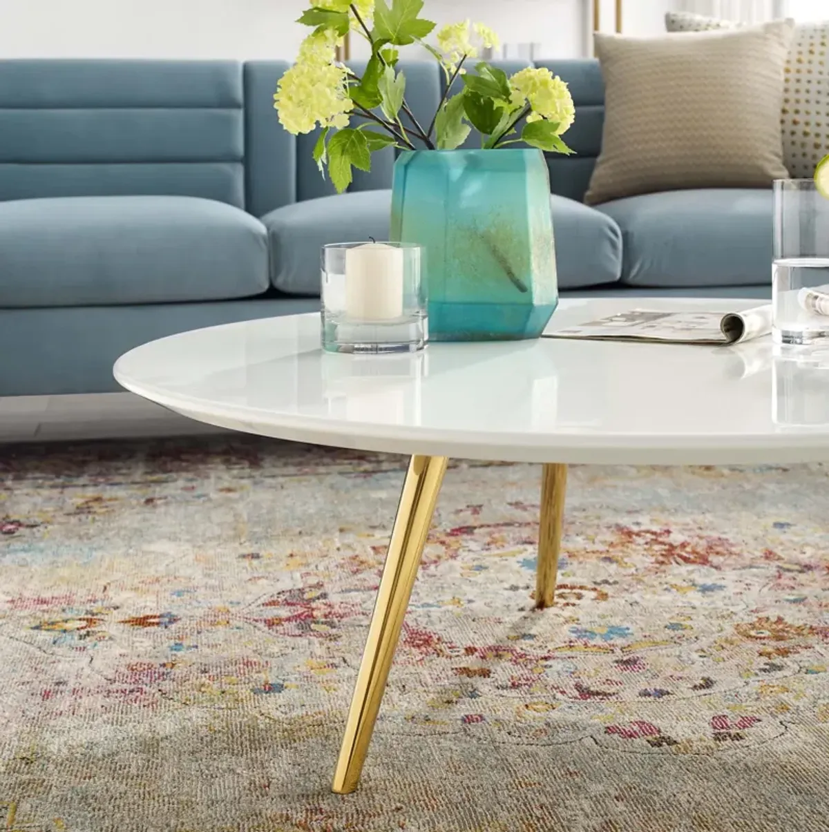 Lippa Round Wood Coffee Table with Tripod Base by Modway