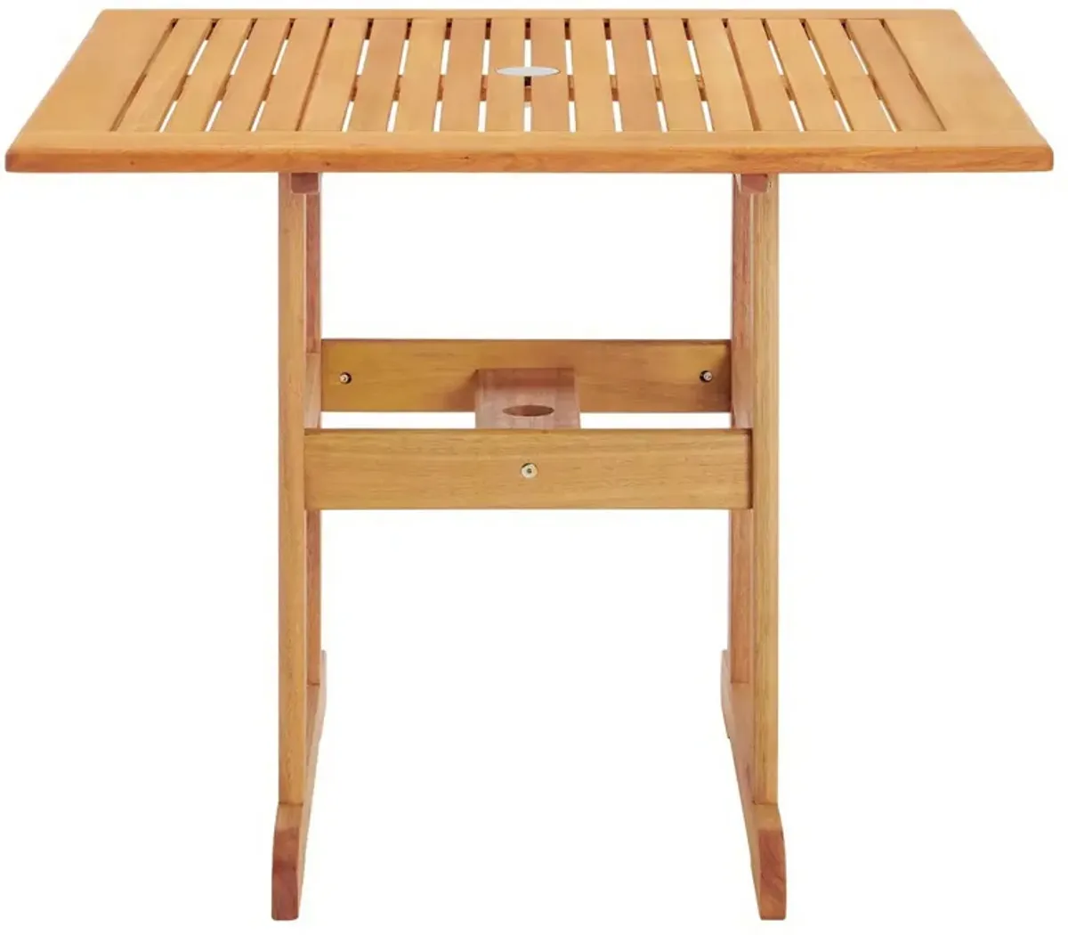 Hatteras 36" Square Outdoor Patio Eucalyptus Wood Dining Table by Modway Natural