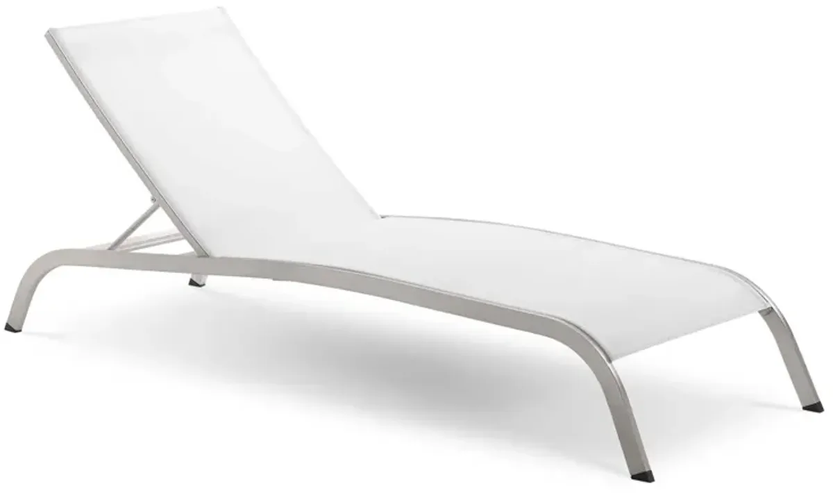 Savannah Mesh Chaise Outdoor Patio Aluminum Lounge Chair by Modway White