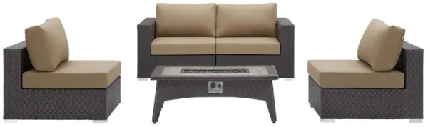 Convene 5 Piece Set Outdoor Patio with Fire Pit by Modway