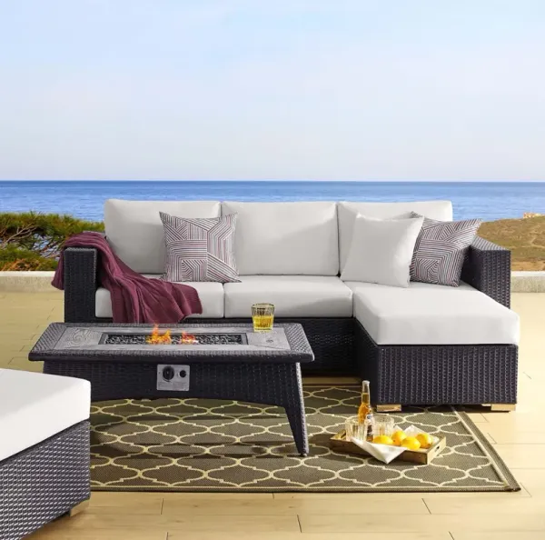 Convene 3 Piece Set Outdoor Patio with Fire Pit by Modway Espresso White