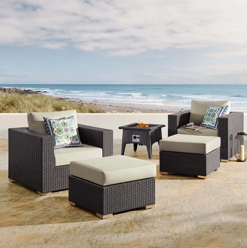 Convene 5 Piece Set Outdoor Patio with Fire Pit by Modway