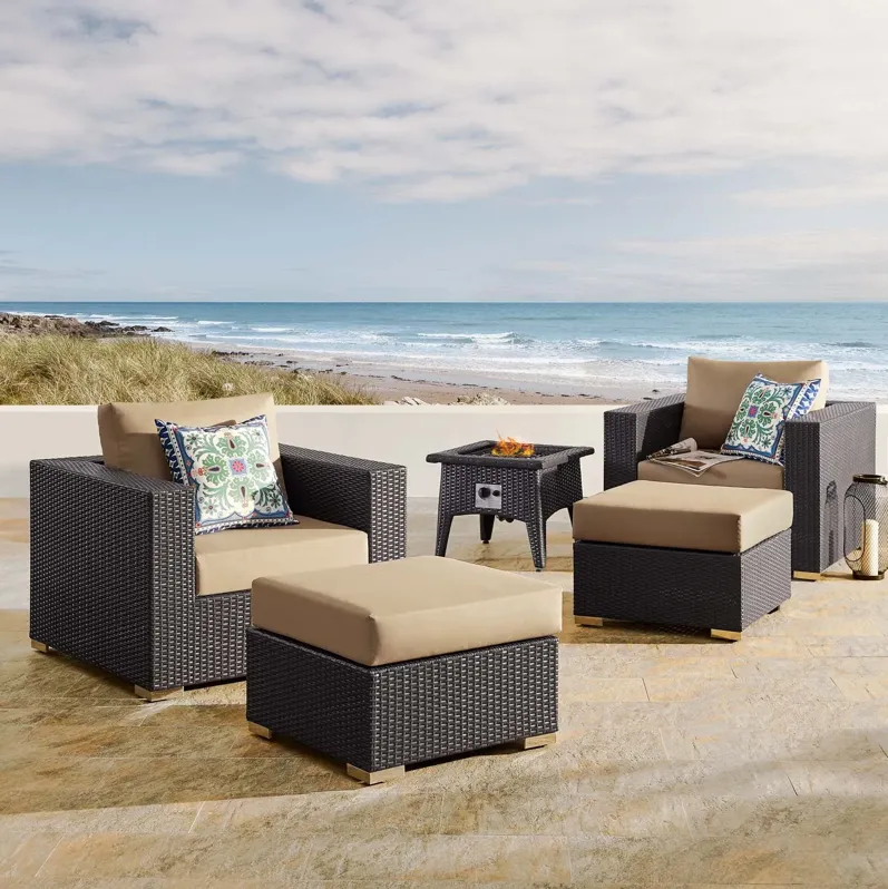 Convene 5 Piece Set Outdoor Patio with Fire Pit by Modway