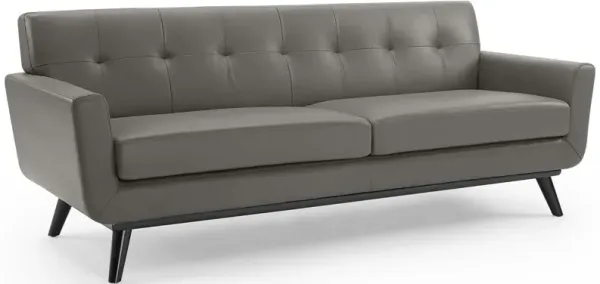 Engage Top-Grain Leather Living Room Lounge Sofa by Modway Gray