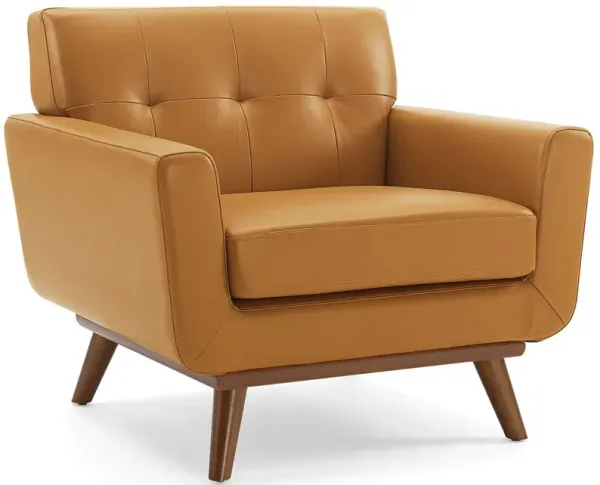 Engage Top-Grain Leather Living Room Lounge Accent Armchair by Modway Tan