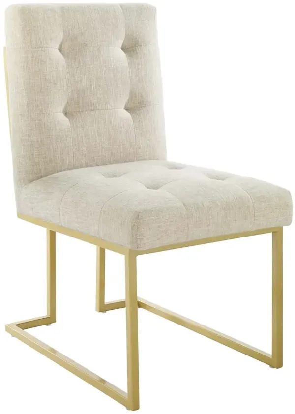 Privy Gold Stainless Steel Upholstered Fabric Dining Accent Chair by Modway Gold Beige
