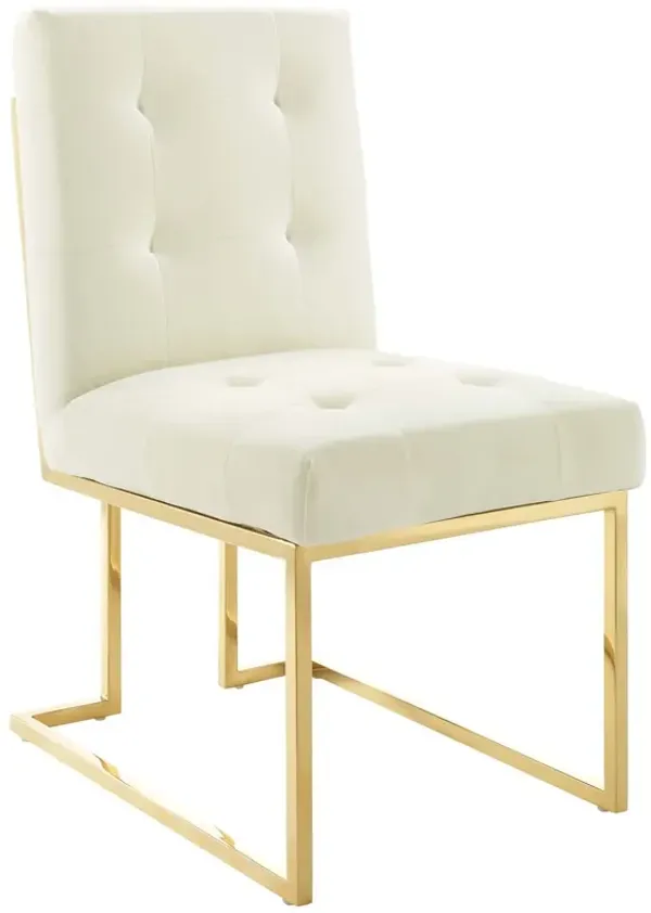 Privy Gold Stainless Steel Performance Velvet Dining Chair by Modway Gold Ivory