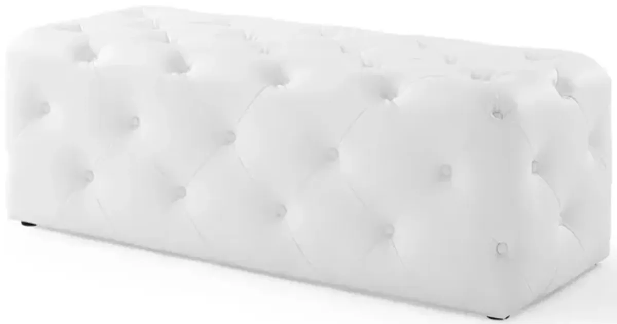 Amour 48" Tufted Button Entryway Faux Leather Bench by Modway White