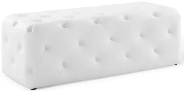 Amour 48" Tufted Button Entryway Faux Leather Bench by Modway White