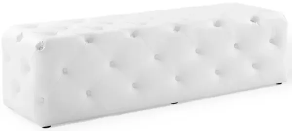Amour 60" Tufted Button Entryway Faux Leather Bench by Modway White