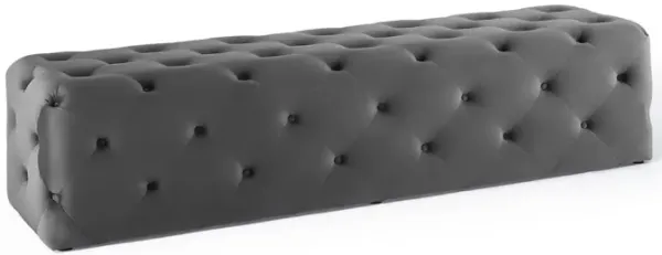 Amour 72" Tufted Button Entryway Performance Velvet Bench by Modway Gray