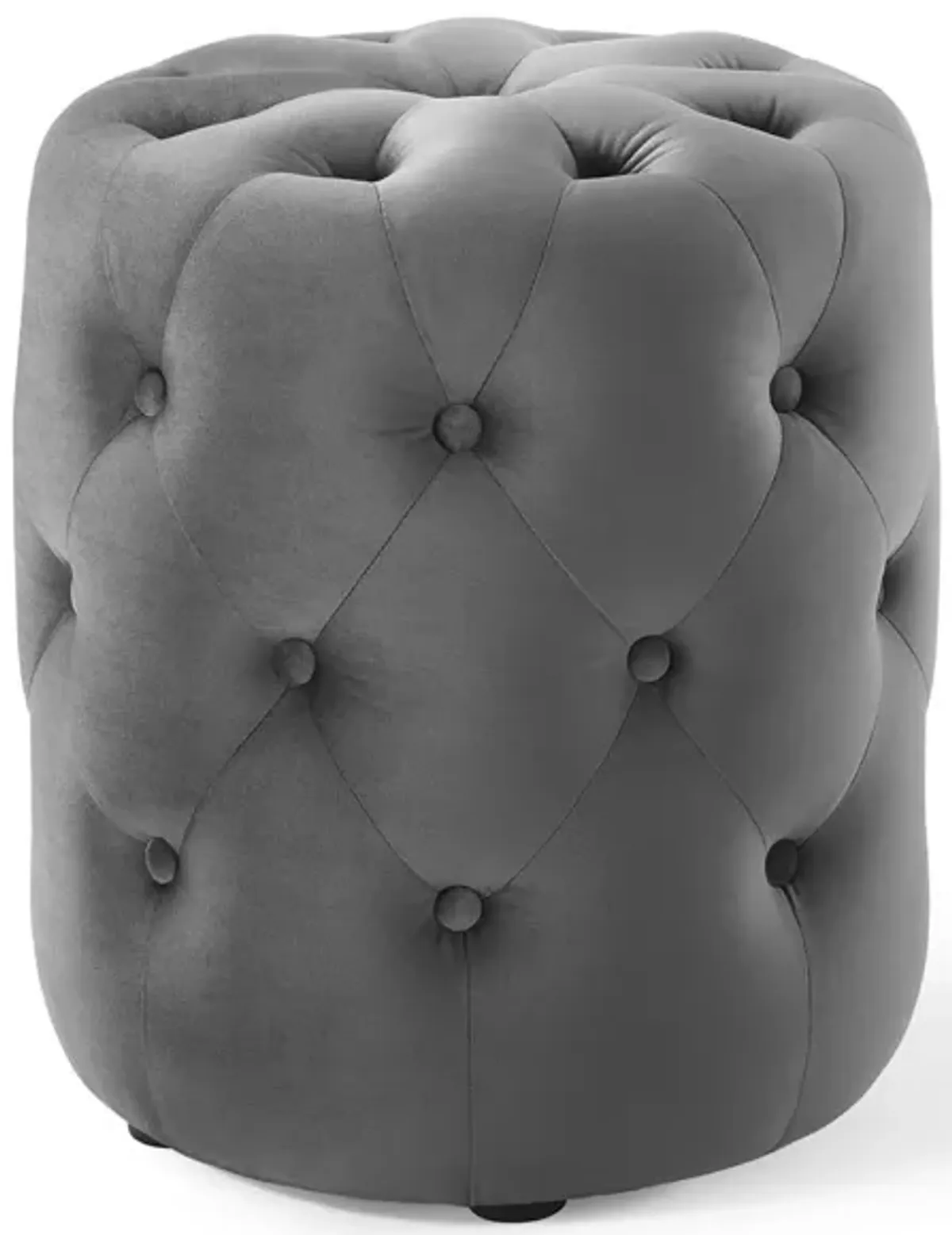 Amour Tufted Button Round Performance Velvet Ottoman by Modway Gray