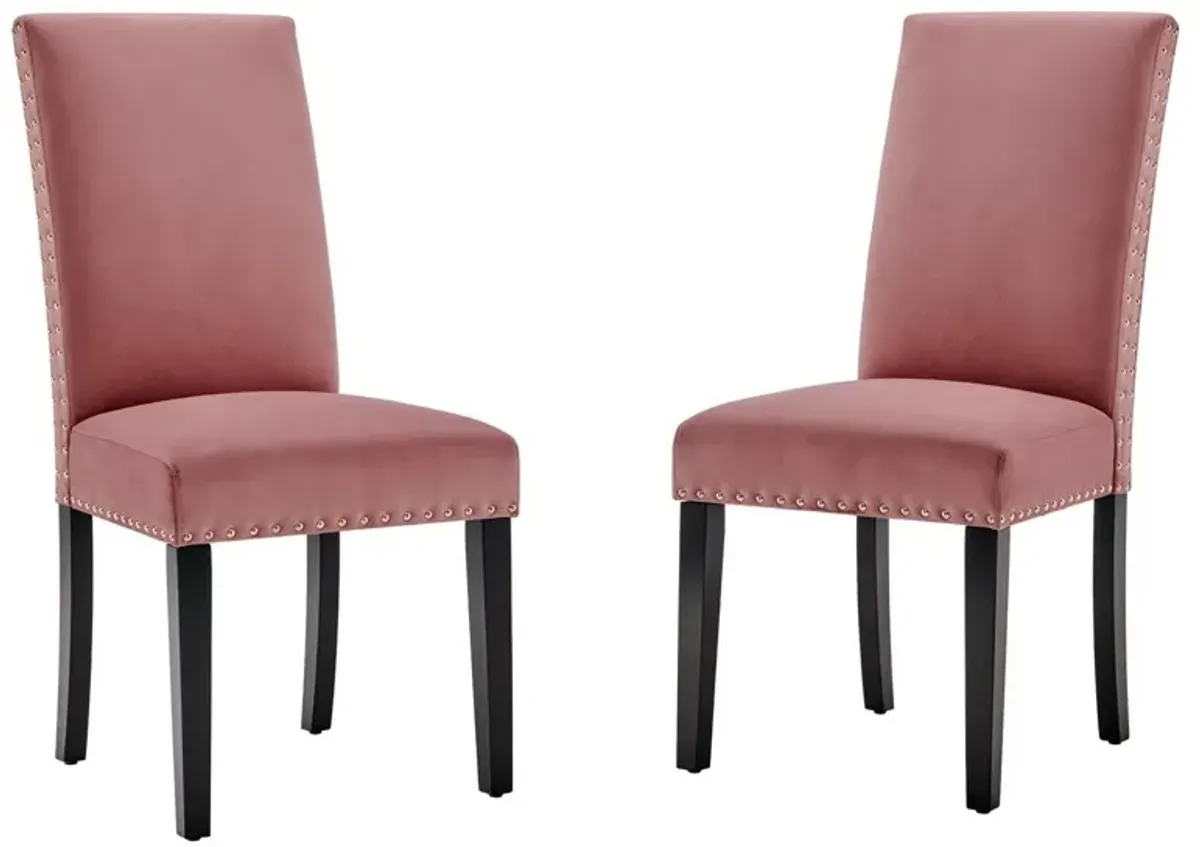 Parcel Performance Velvet Dining Side Chairs Set of 2 by Modway Dusty Rose